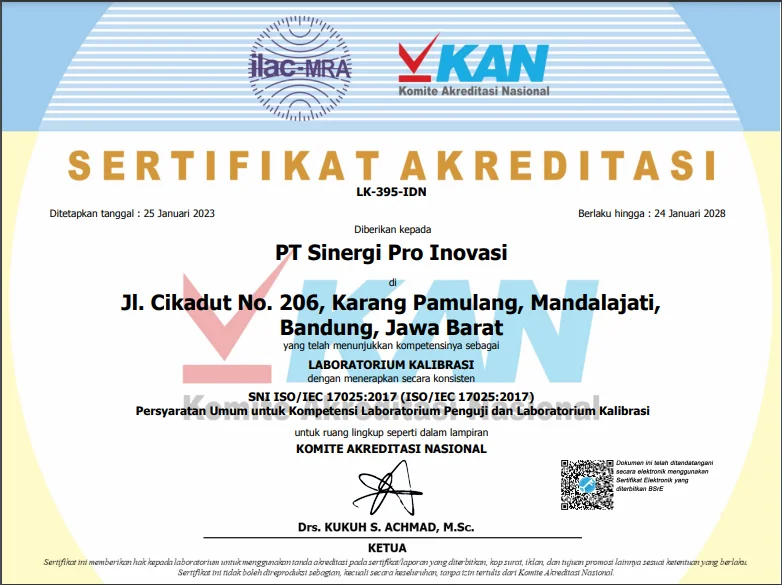 Sertifikat Akreditasi Lab Kalibrasi SPIN LK-395-IDN