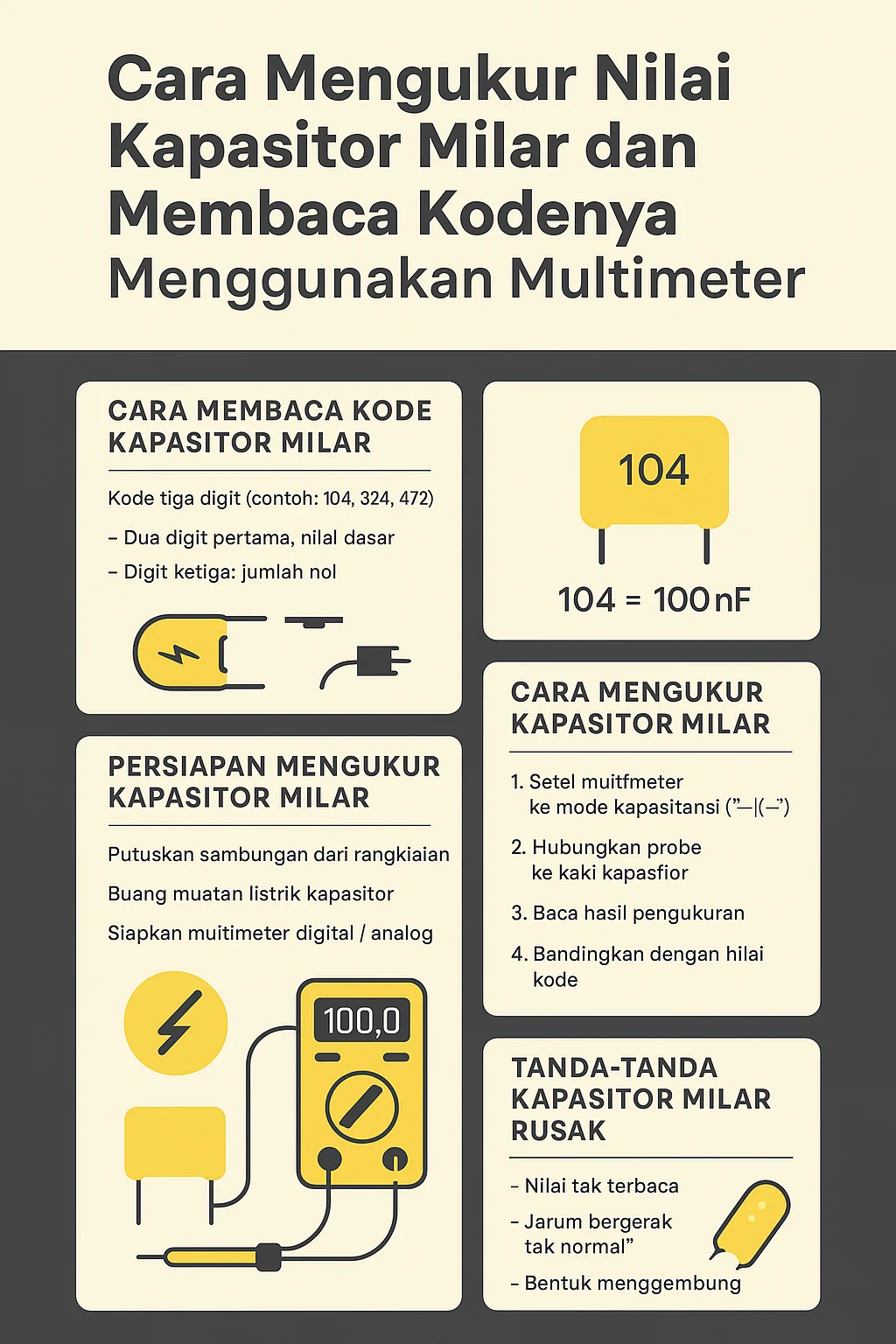 Cara Mengukur Kapasitor Milar dengan Multimeter